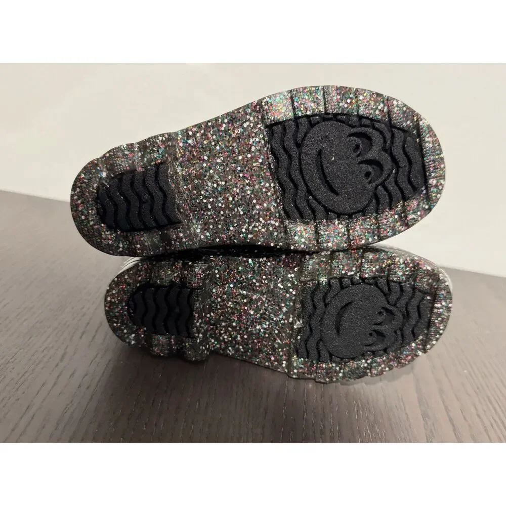 Western Chief Girls Glitter‎ Rubber Pull On Sparkle Rain Boots 8 NEW Light Up